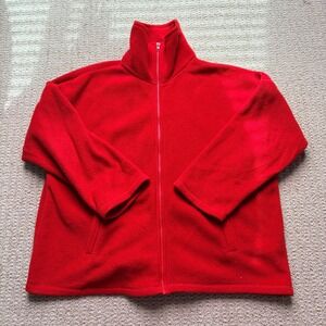Vintage Express Athletique Mens Red Fleece Full Zip Jacket Made in USA Size M